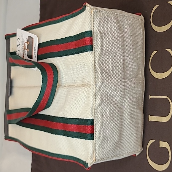 GUCCI 90S VINTAGE REVERSE SHERRY SHOPPER STYLE CREAM CANVAS/GG COATED CANVAS - Picture 13 of 17